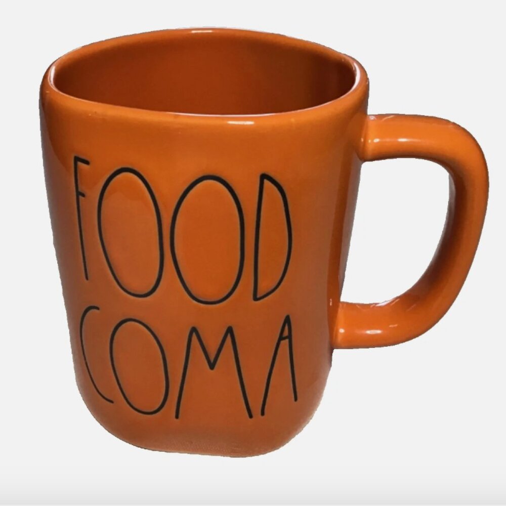 Rae Dunn Food Coma Mug Cup Coffee Tea Mug Cup 20oz Orange and Black